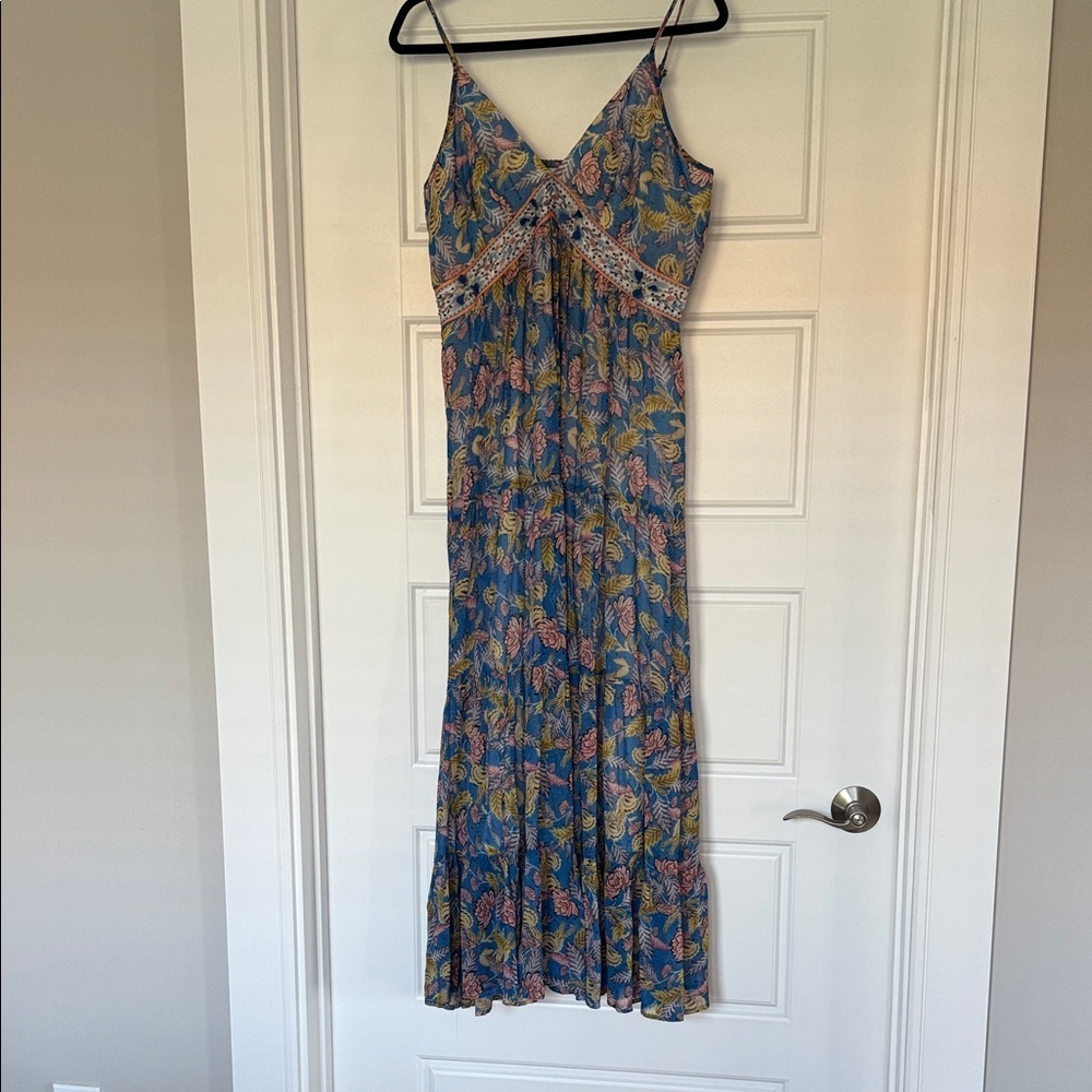 Anthropologie VERB Midi Sundress Vineyard Tiered Floral by Pallavi Singhee Sz 8 - Picture 2 of 11